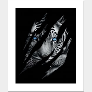 Cat Eye of the Fearless Tiger Silhouette Posters and Art